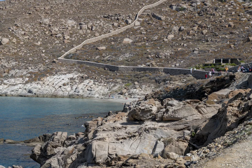 The rocky Mykonos coastline