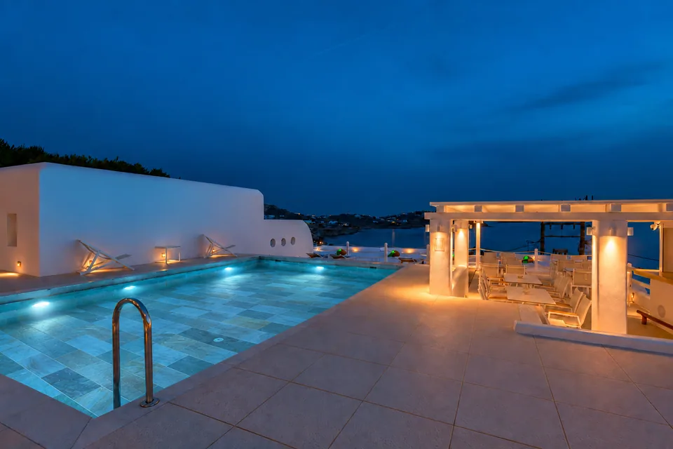 The pool after sunset